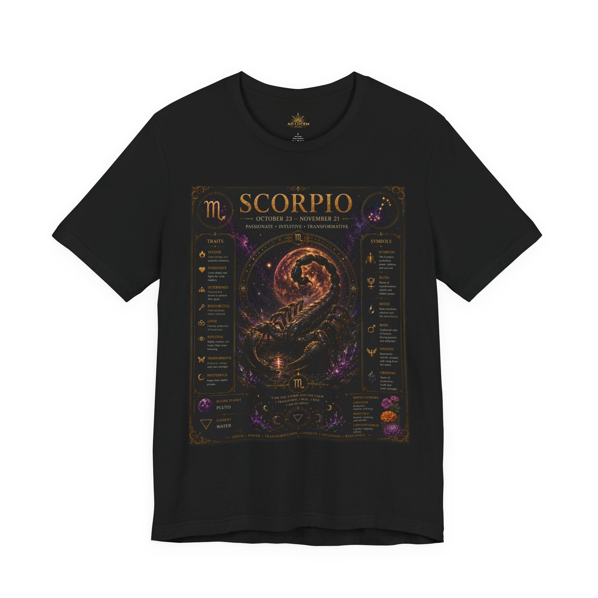 Scorpio Zodiac T-Shirt — Astrology Scorpion Birthdate Traits Tee