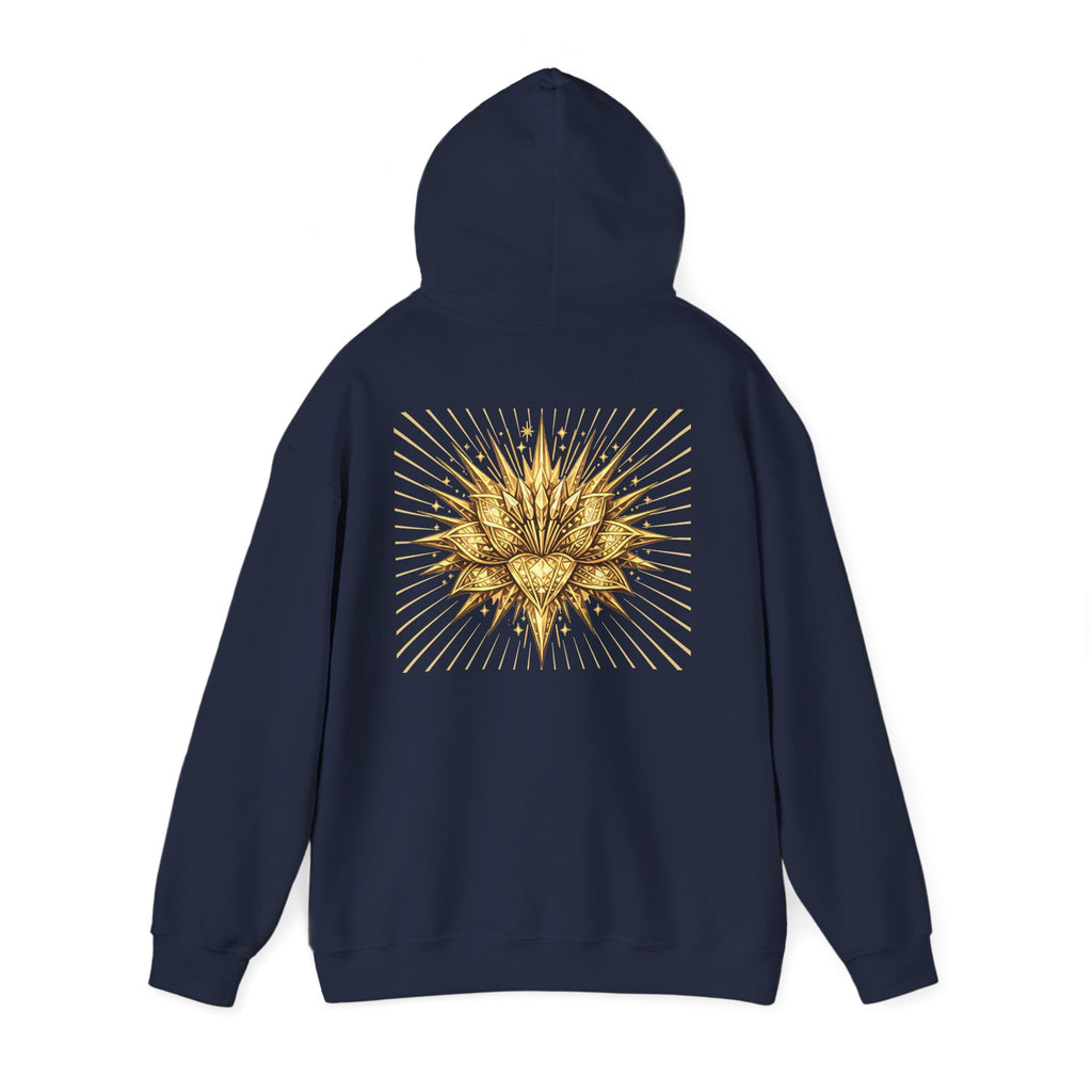 Lux Mundi Hoodie — Gold Lotus Graphic Hooded Sweatshirt