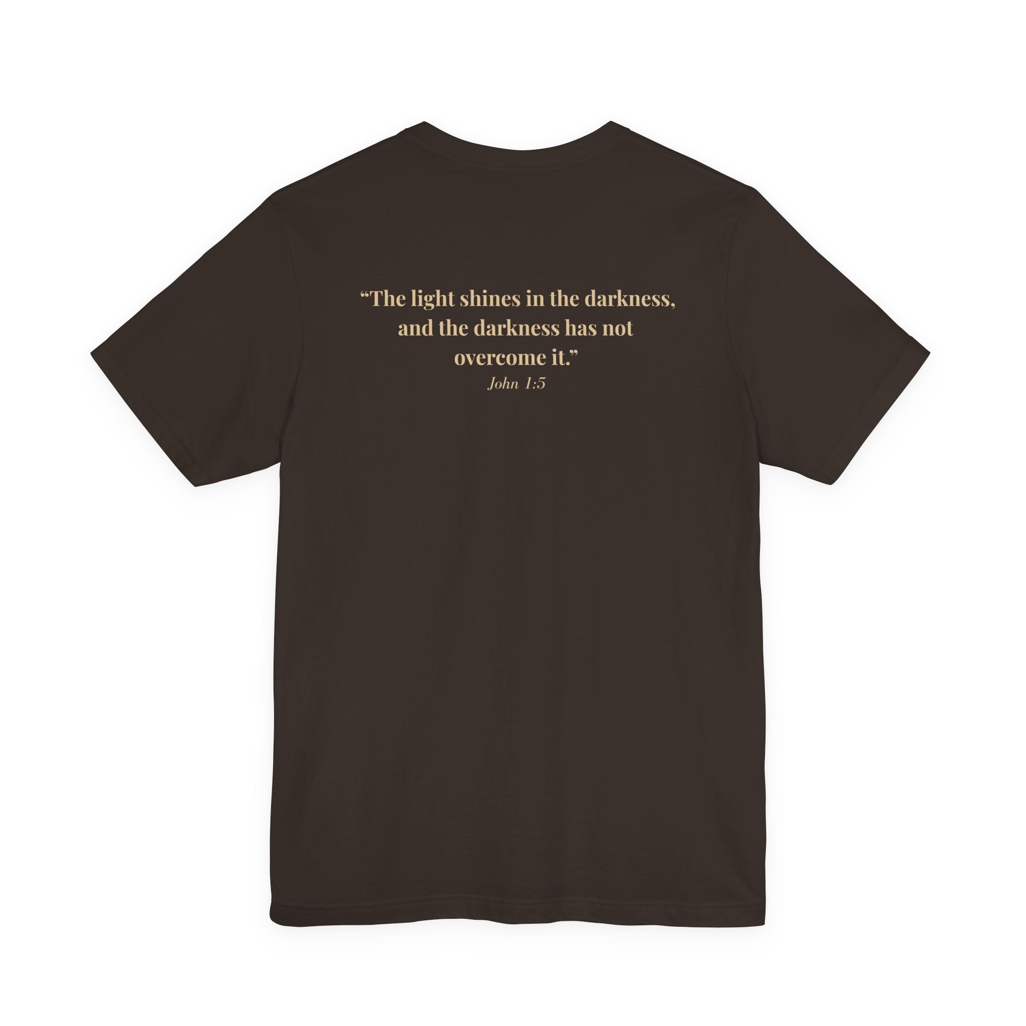 Lux Mundi Floral Tee — "The light shines in the darkness" Inspirational Christian T‑Shirt