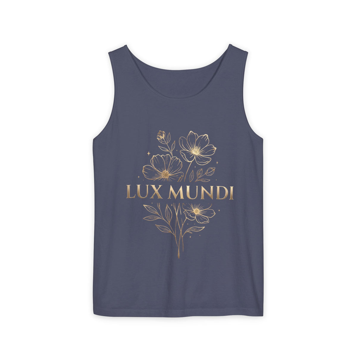 Lux Mundi Floral Tank Top — Gold Botanical Graphic Tank