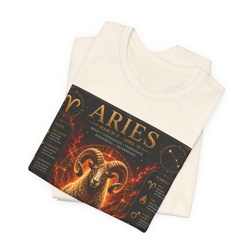 Aries Zodiac Tee — Fiery Ram Horoscope T-Shirt (Aries traits & dates)