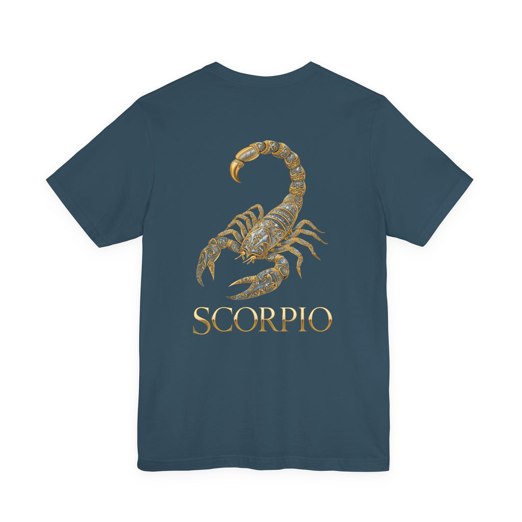 Gold Scorpio Scorpion T-Shirt | Zodiac "Love in Motion" Script