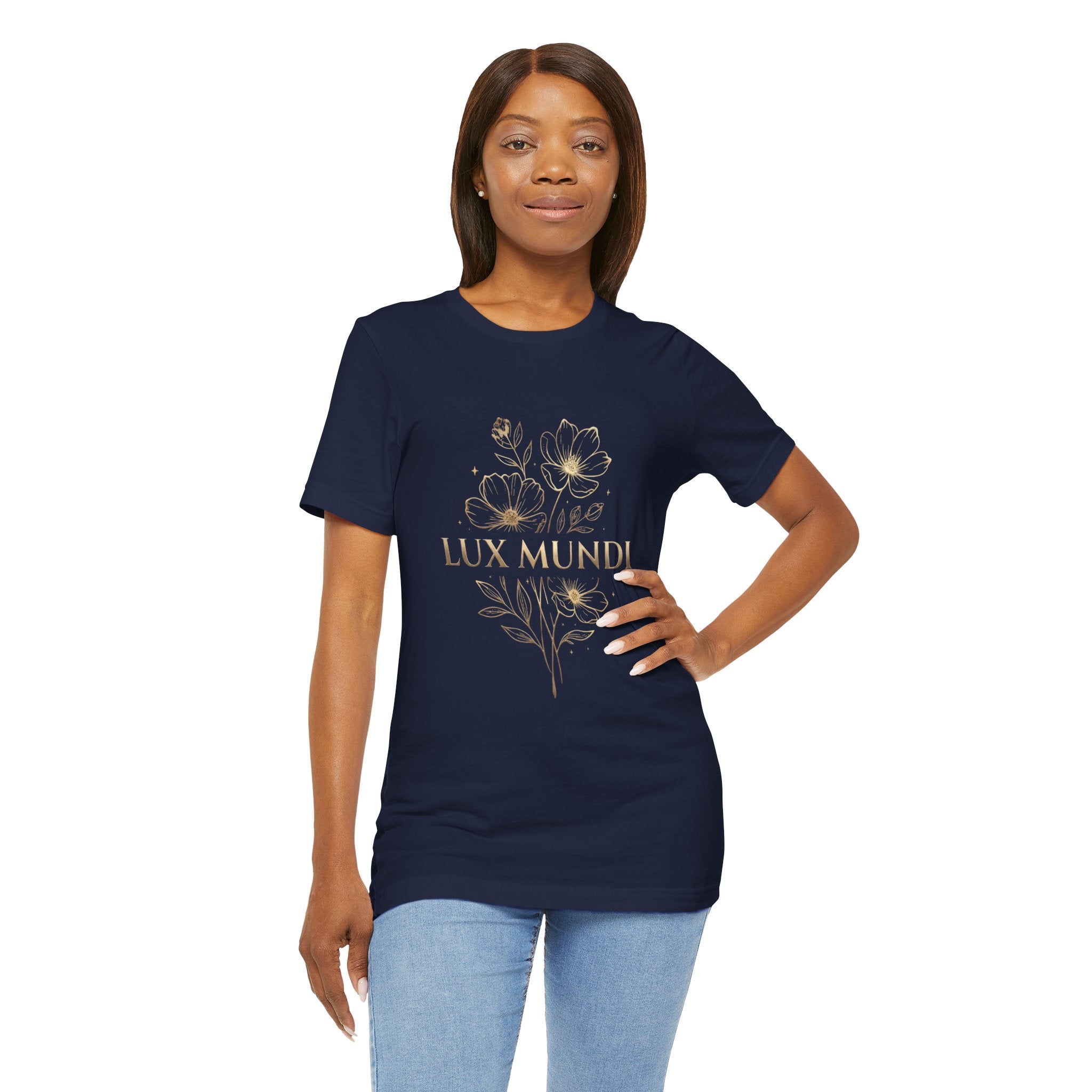 Lux Mundi Floral Tee — "The light shines in the darkness" Inspirational Christian T‑Shirt