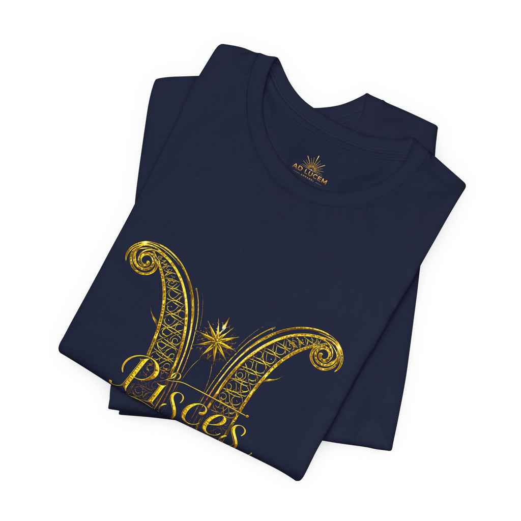 Pisces Zodiac Tee — Golden Astrological Sign Galaxy T-Shirt