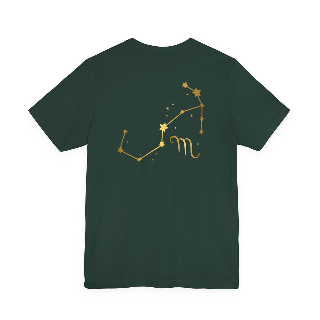 Gold Scorpio Scorpion T-Shirt | Zodiac "Love in Motion" Script