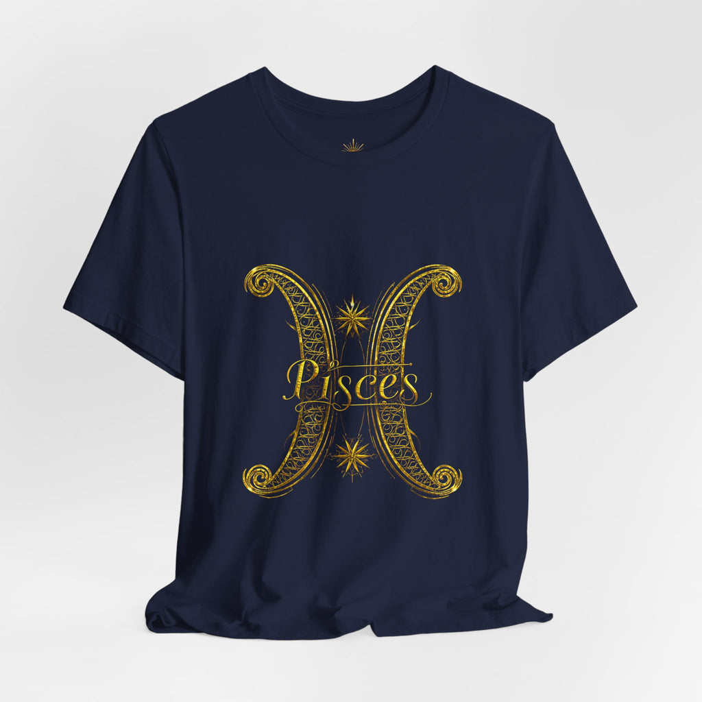Pisces Zodiac Tee — Golden Astrological Sign Galaxy T-Shirt