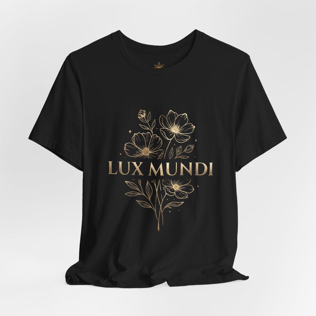 Lux Mundi Floral Tee — "The light shines in the darkness" Inspirational Christian T‑Shirt