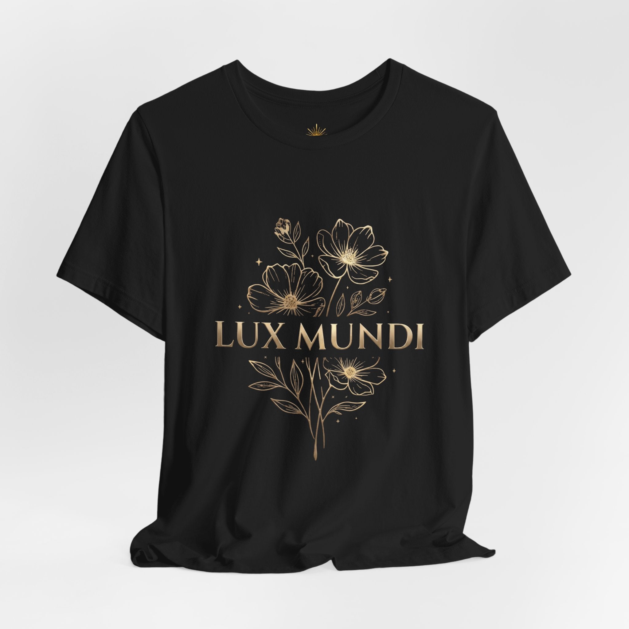 Lux Mundi Floral Tee — "The light shines in the darkness" Inspirational Christian T‑Shirt