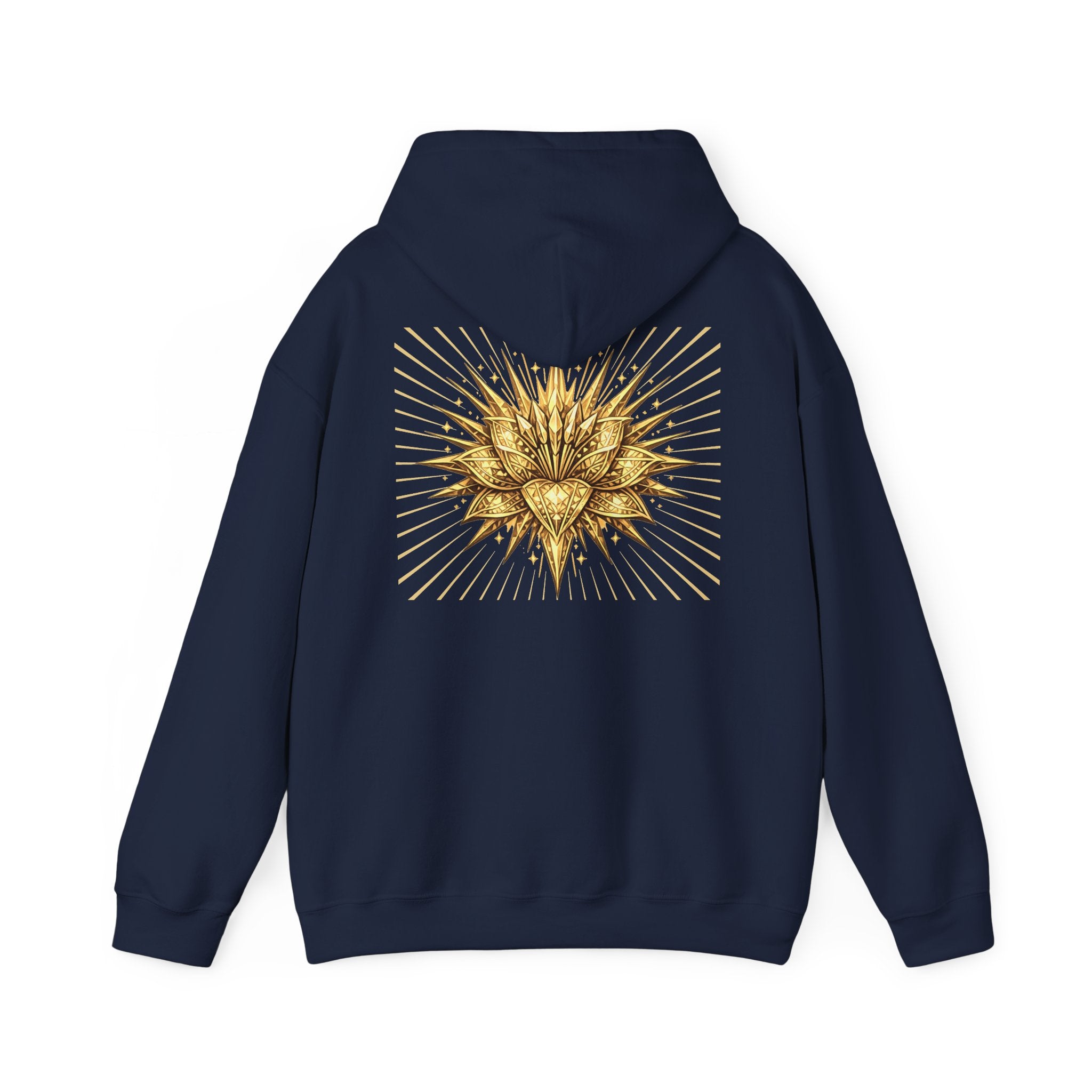 Lux Mundi Hoodie — Gold Lotus Graphic Hooded Sweatshirt