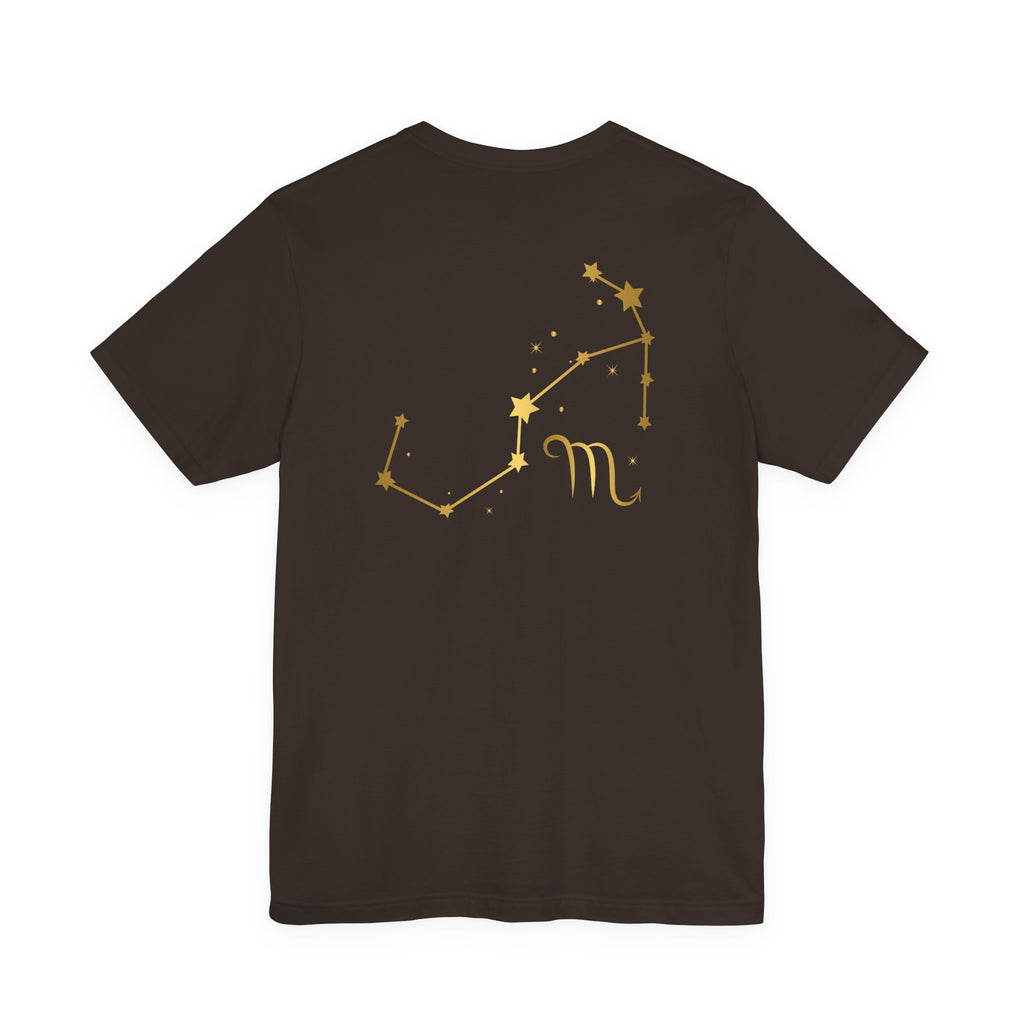 Gold Scorpio Scorpion T-Shirt | Zodiac "Love in Motion" Script