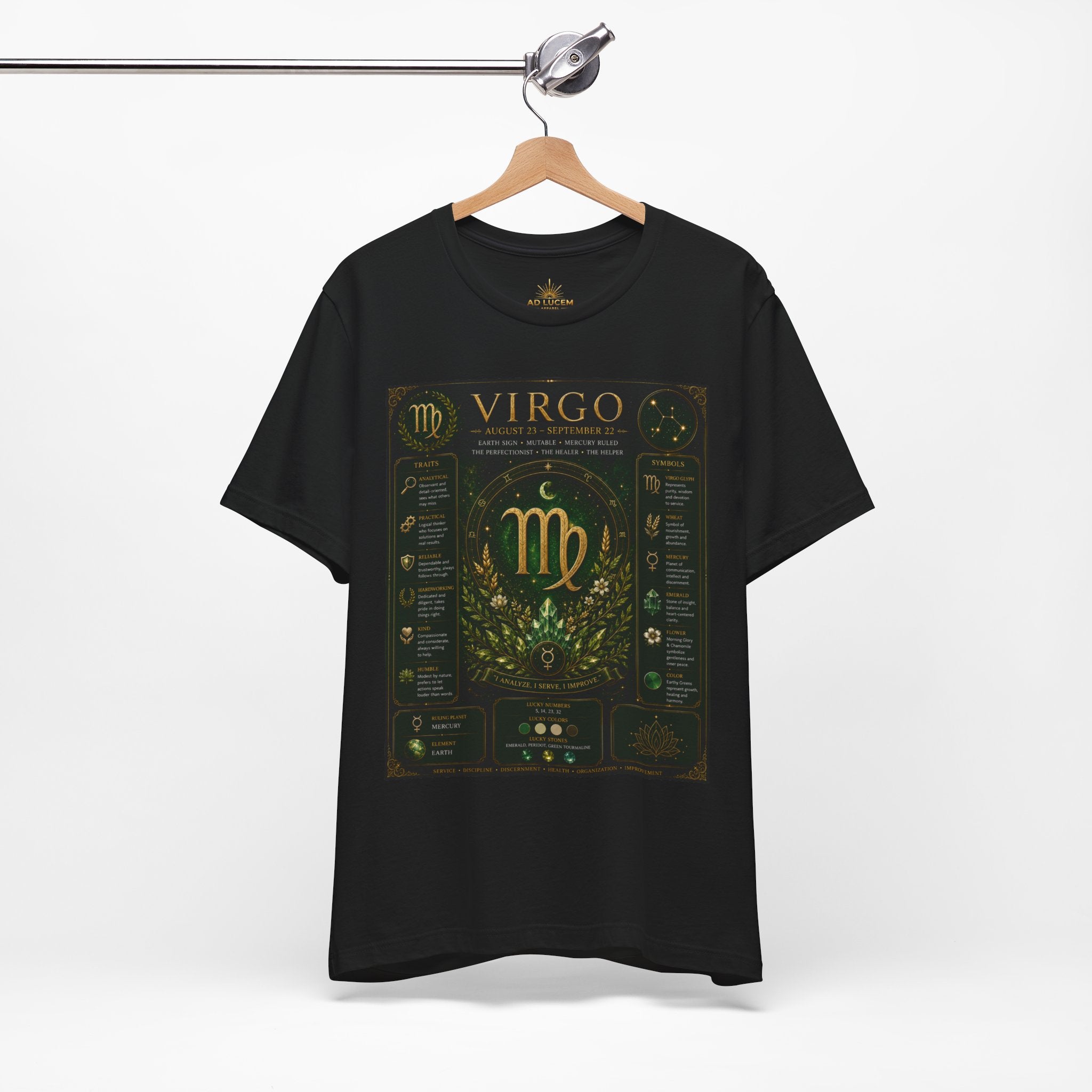 Virgo Zodiac T‑Shirt — Gold Astrology Sign Tee