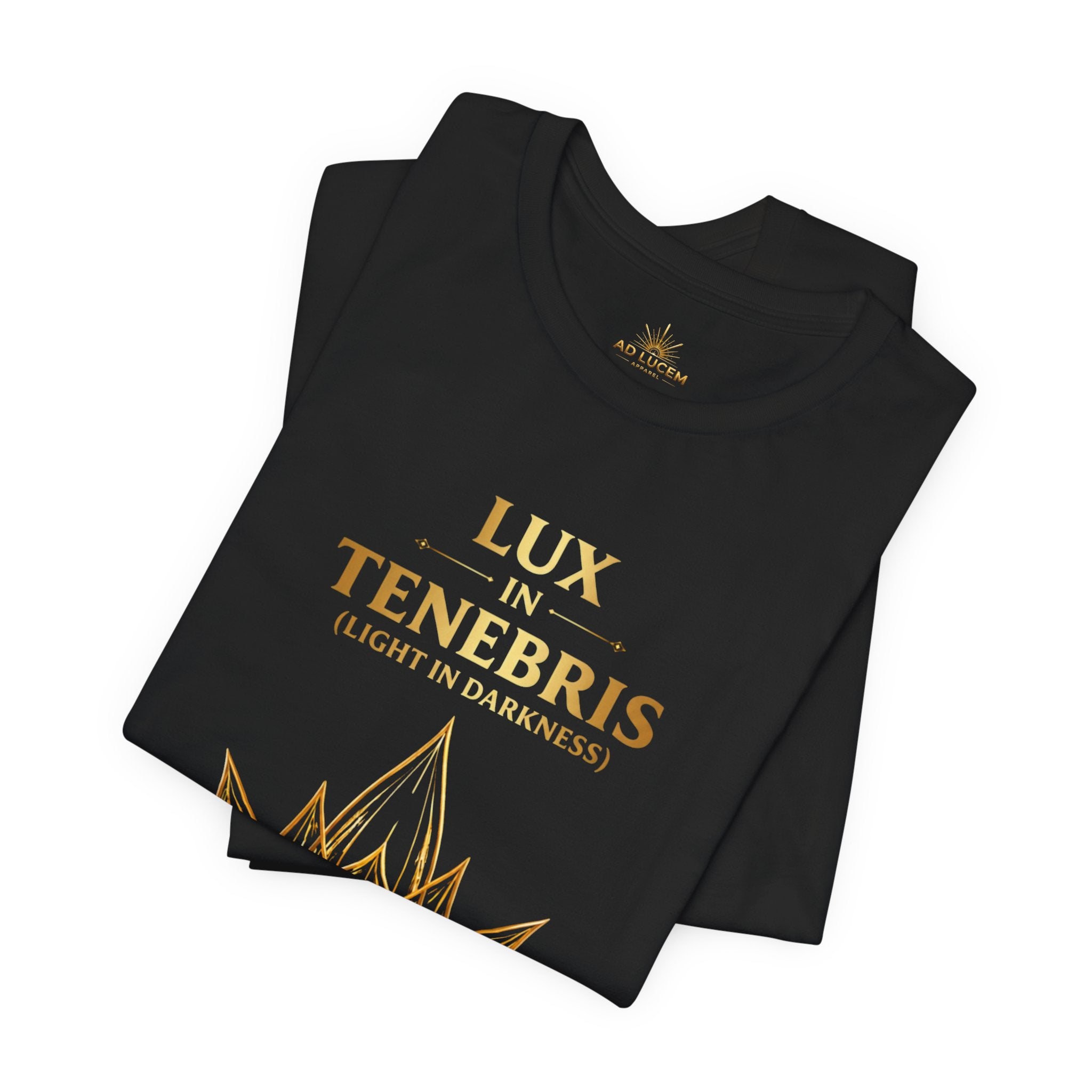 Lux in Tenebris Tee — Golden Lotus 'Light in Darkness' Graphic T‑Shirt