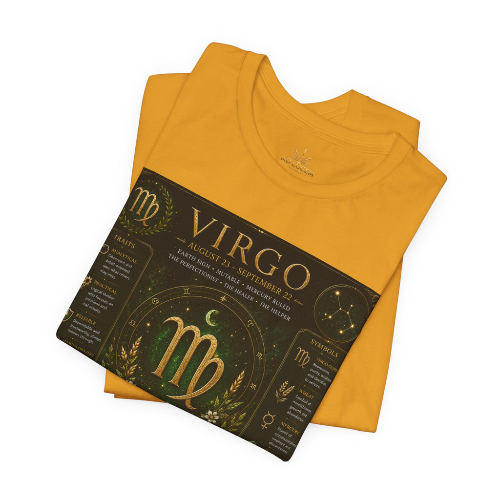 Virgo Zodiac T‑Shirt — Gold Astrology Sign Tee