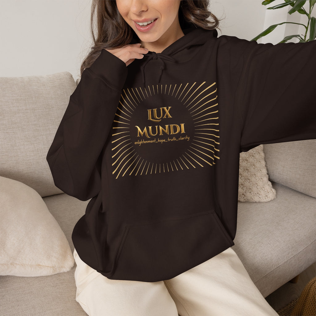 Lux Mundi Hoodie — Gold Lotus Graphic Hooded Sweatshirt