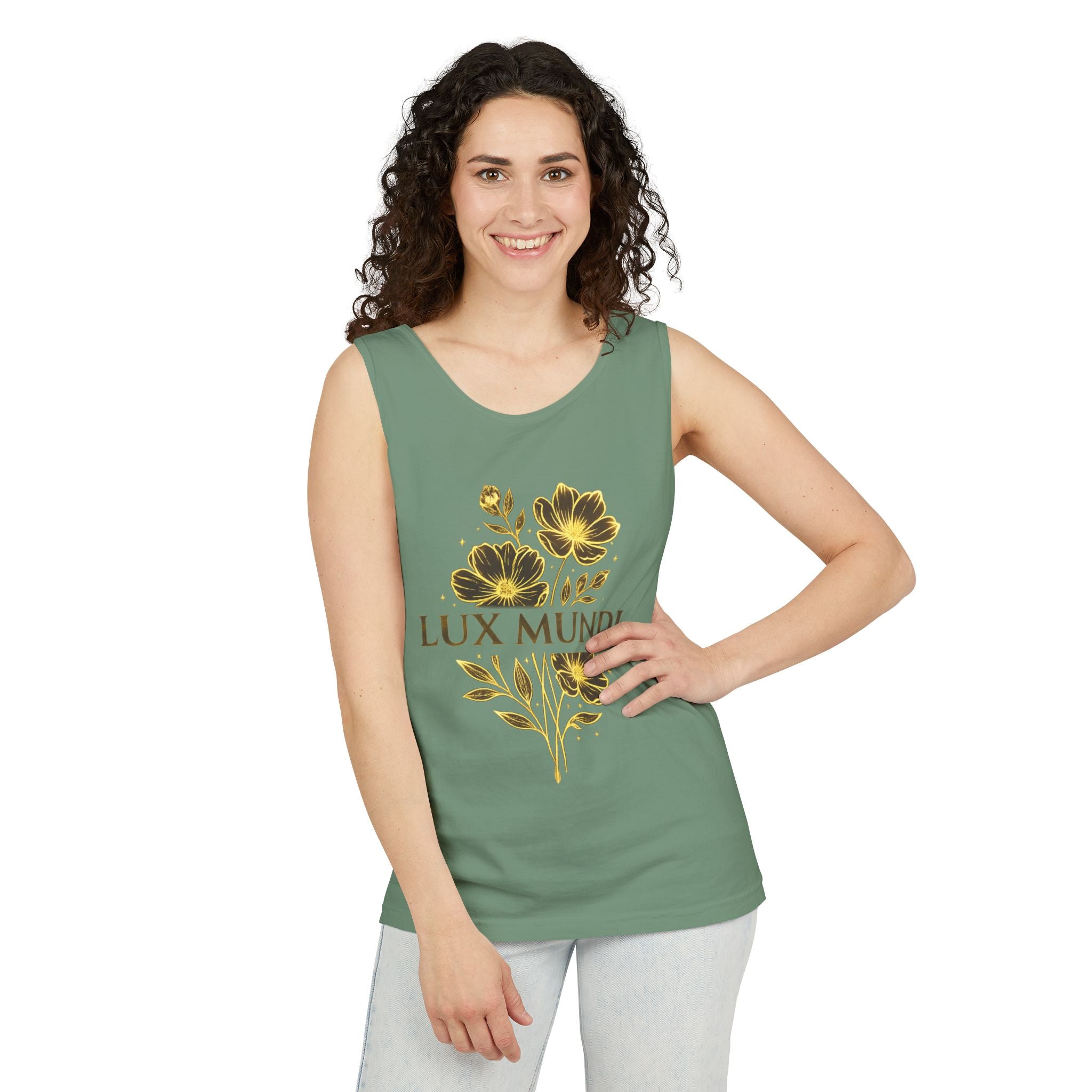 Lux Mundi Floral Tank Top — Vintage Botanical Graphic Tee