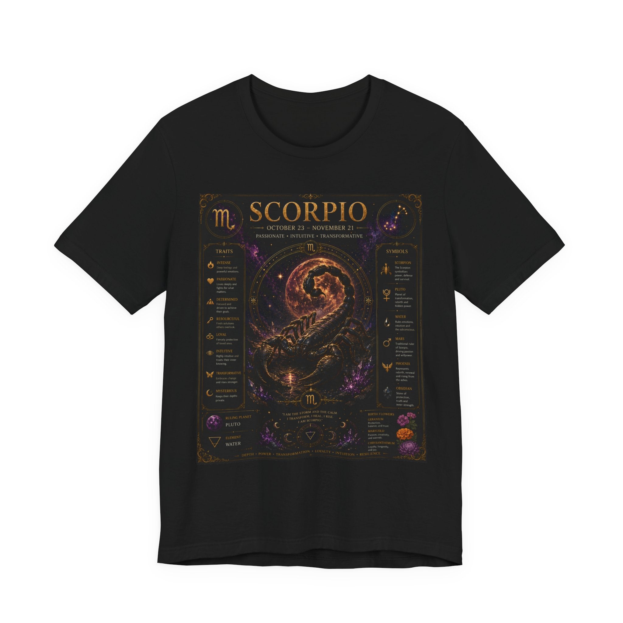 Scorpio Zodiac T-Shirt — Astrology Scorpion Birthdate Traits Tee