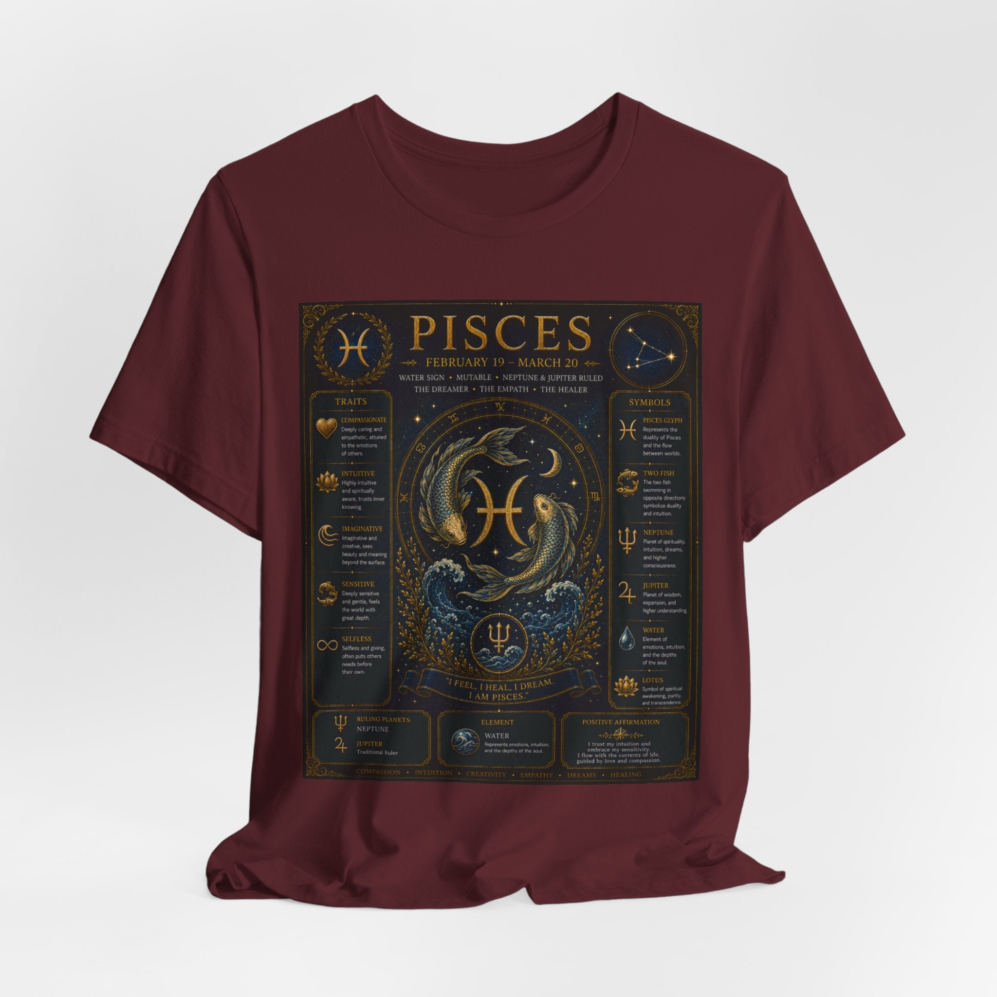 Pisces Zodiac T-Shirt — Pisces Traits Poster Tee | Astrology Gift