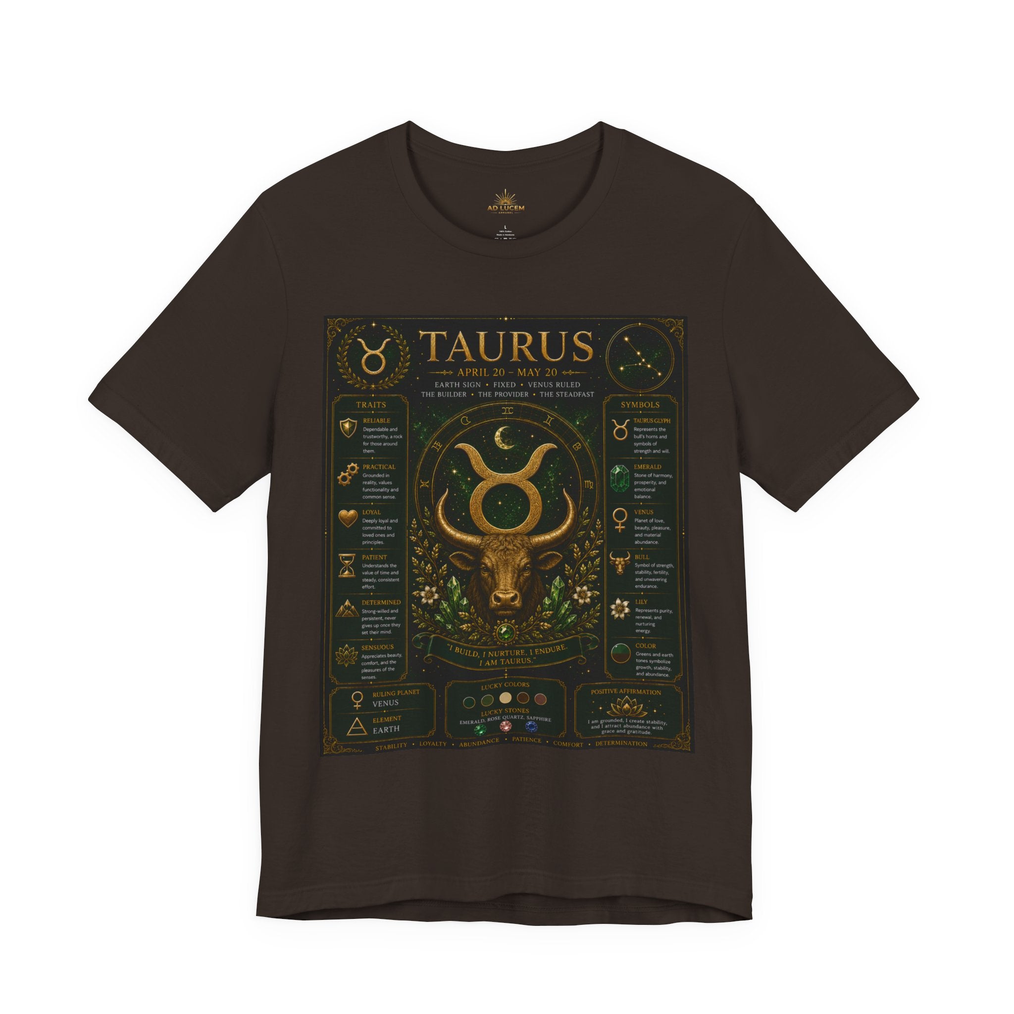 Taurus Zodiac T‑Shirt — Astrology Traits Chart Tee