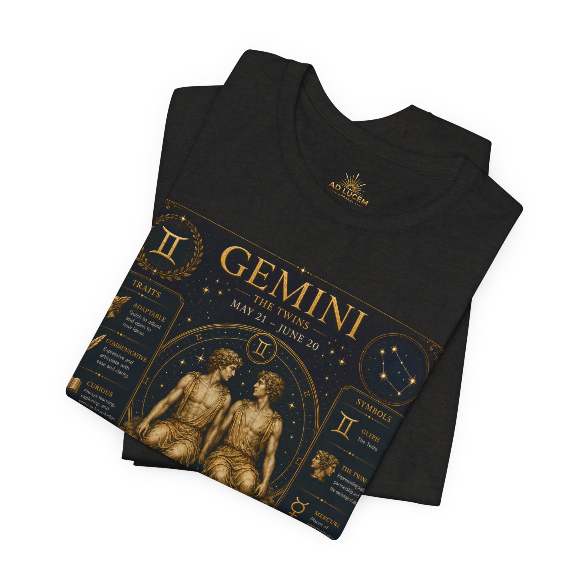 Gemini Zodiac Tee — Vintage Astrology Horoscope Shirt (May 21–June 20)