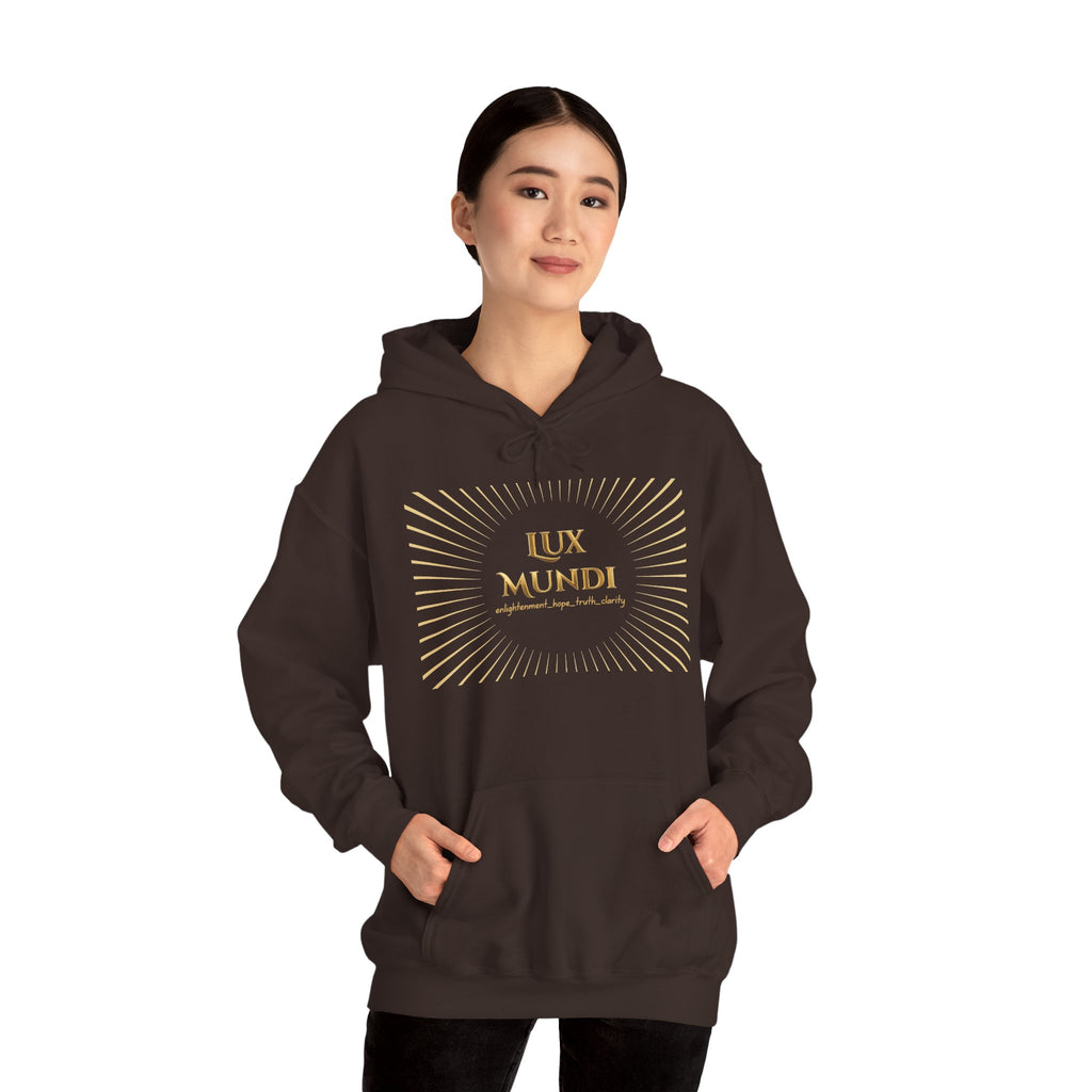 Lux Mundi Hoodie — Gold Lotus Graphic Hooded Sweatshirt