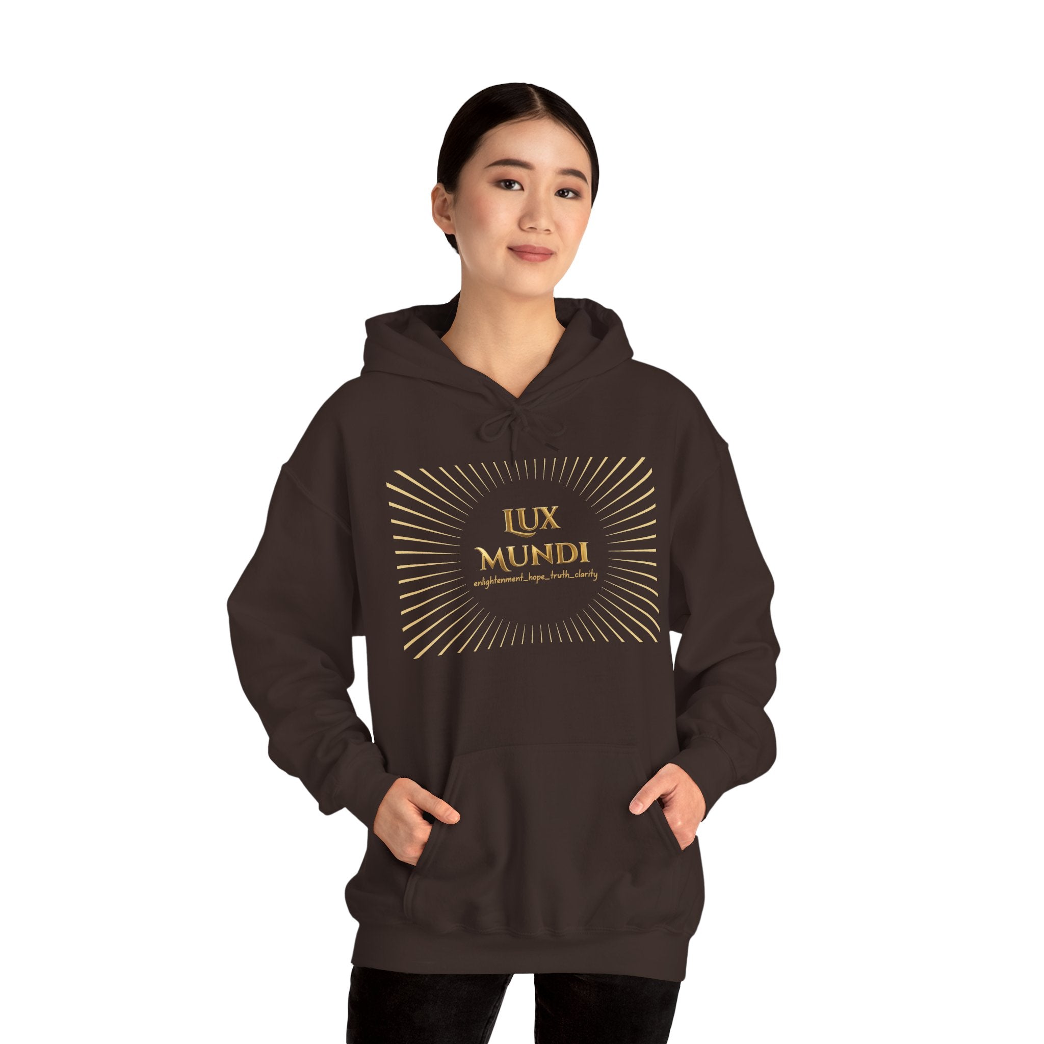 Lux Mundi Hoodie — Gold Lotus Graphic Hooded Sweatshirt