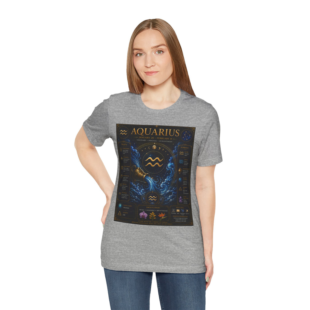 Aquarius Zodiac T-Shirt — Astrology Traits & Birthstone Tee