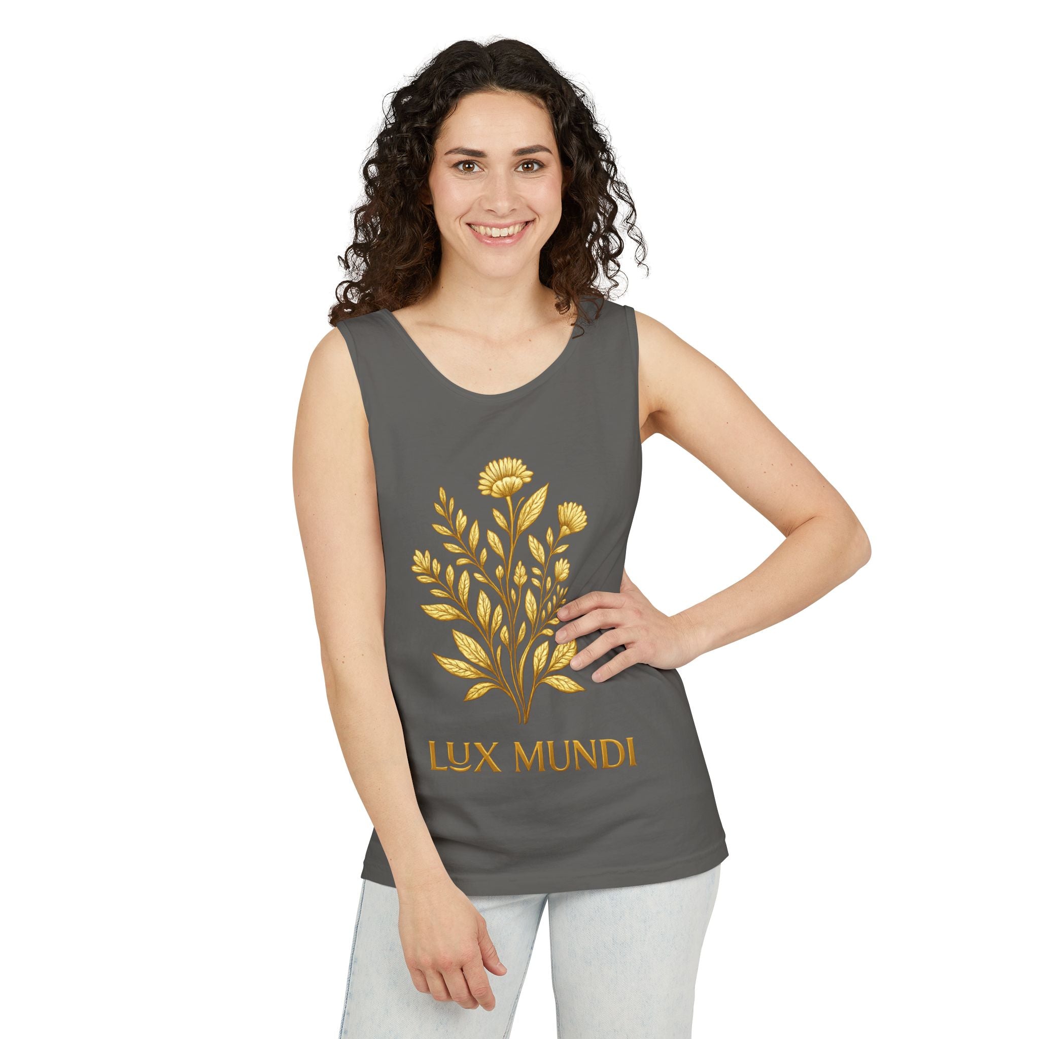 Lux Mundi Gold Floral Tank Top