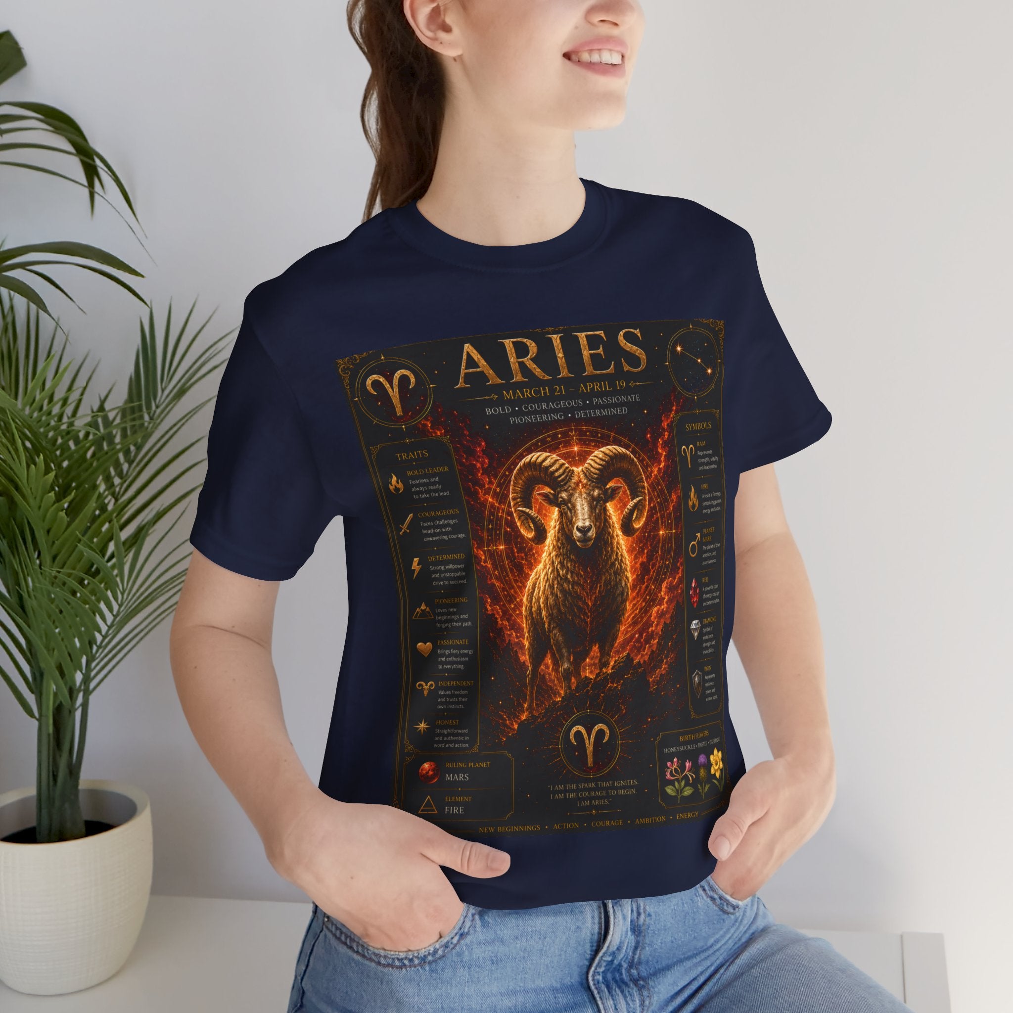 Aries Zodiac Tee — Fiery Ram Horoscope T-Shirt (Aries traits & dates)