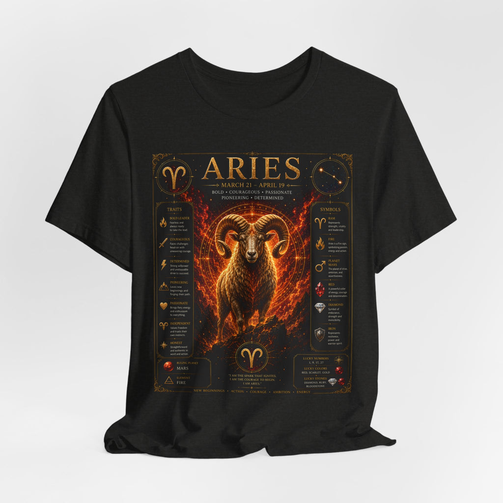 Aries Zodiac Tee — Fiery Ram Horoscope T-Shirt (Aries traits & dates)