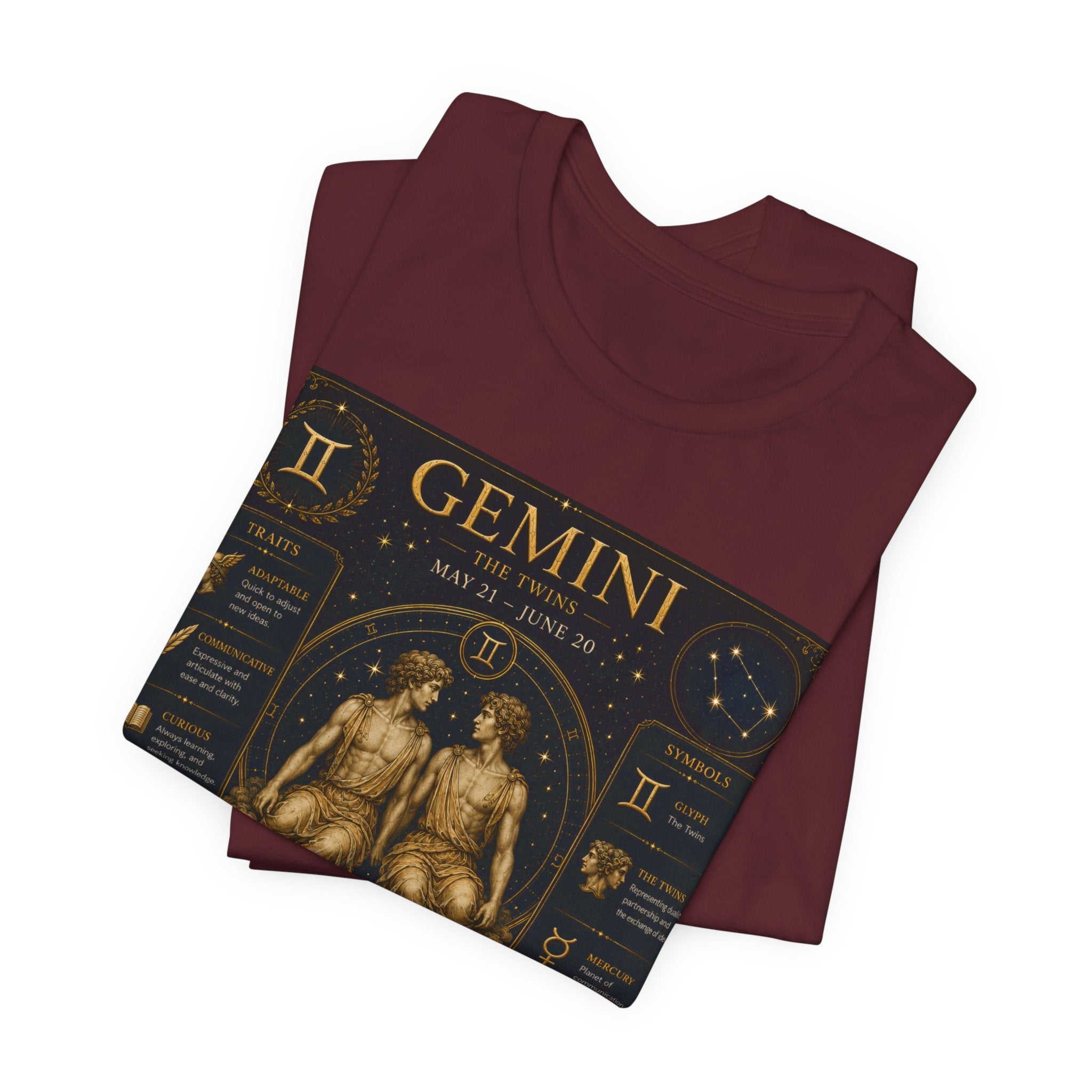 Gemini Zodiac Tee — Vintage Astrology Horoscope Shirt (May 21–June 20)