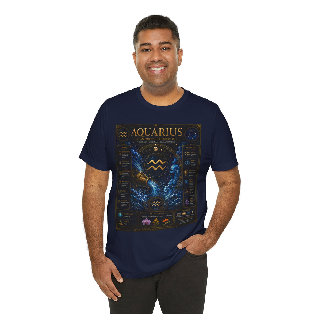 Aquarius Zodiac T-Shirt — Astrology Traits & Birthstone Tee