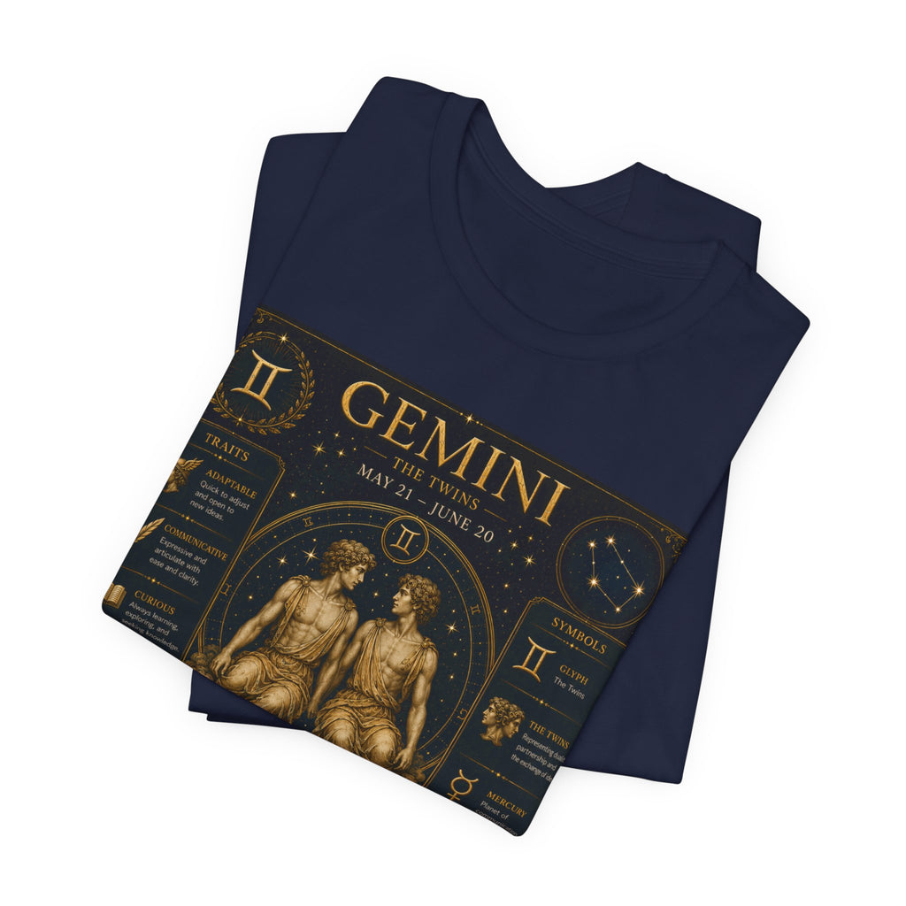Gemini Zodiac Tee — Vintage Astrology Horoscope Shirt (May 21–June 20)