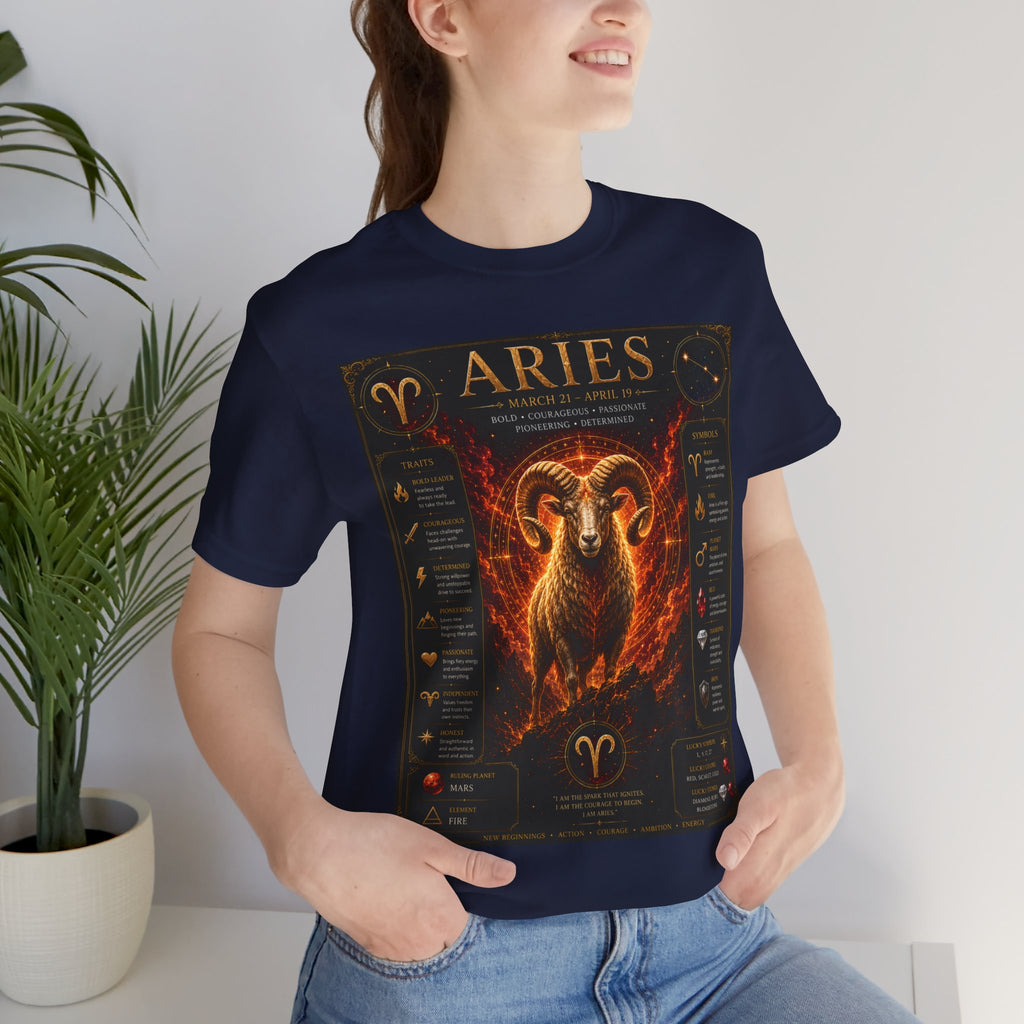 Aries Zodiac Tee — Fiery Ram Horoscope T-Shirt (Aries traits & dates)