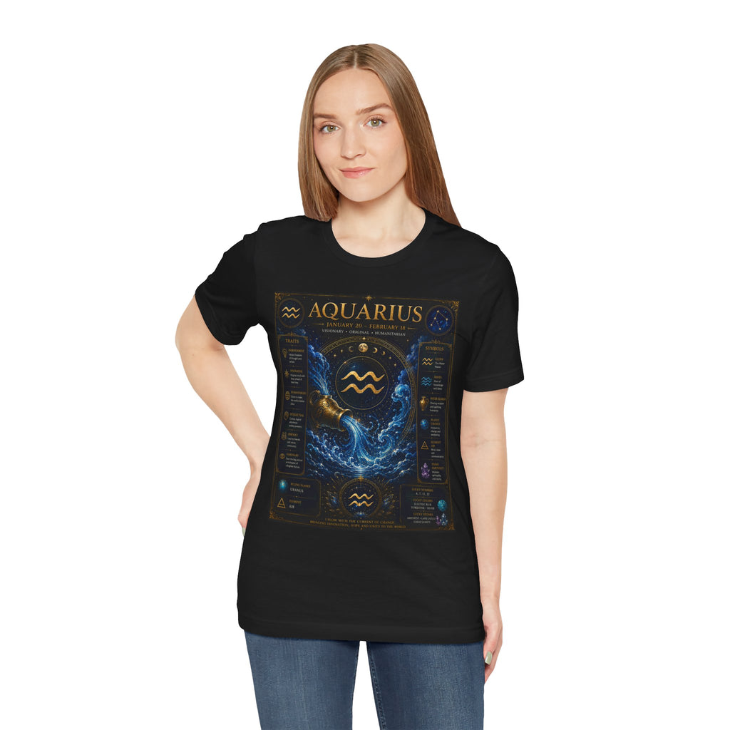 Aquarius Zodiac T-Shirt — Astrology Traits & Birthstone Tee