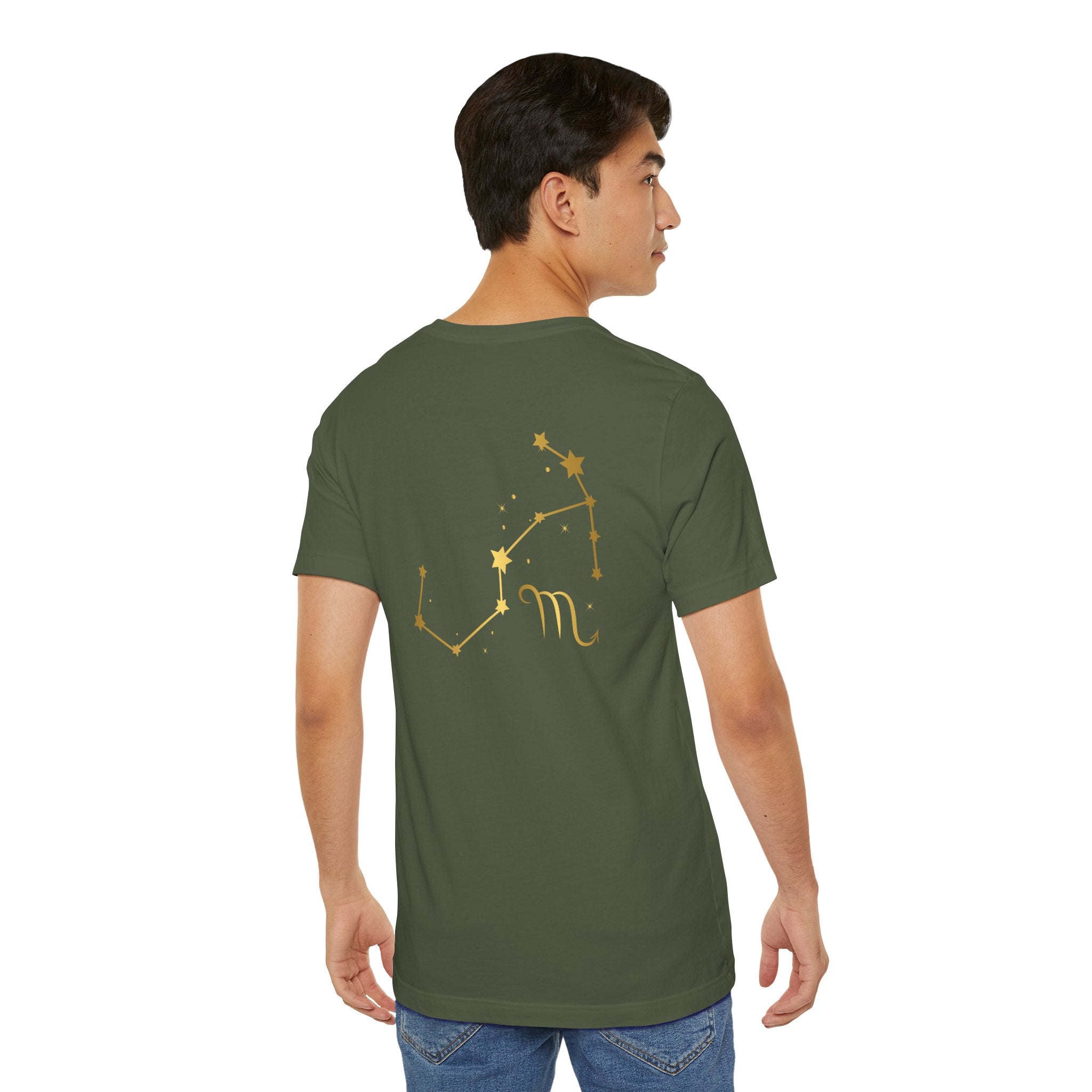 Gold Scorpio Scorpion T-Shirt | Zodiac "Love in Motion" Script