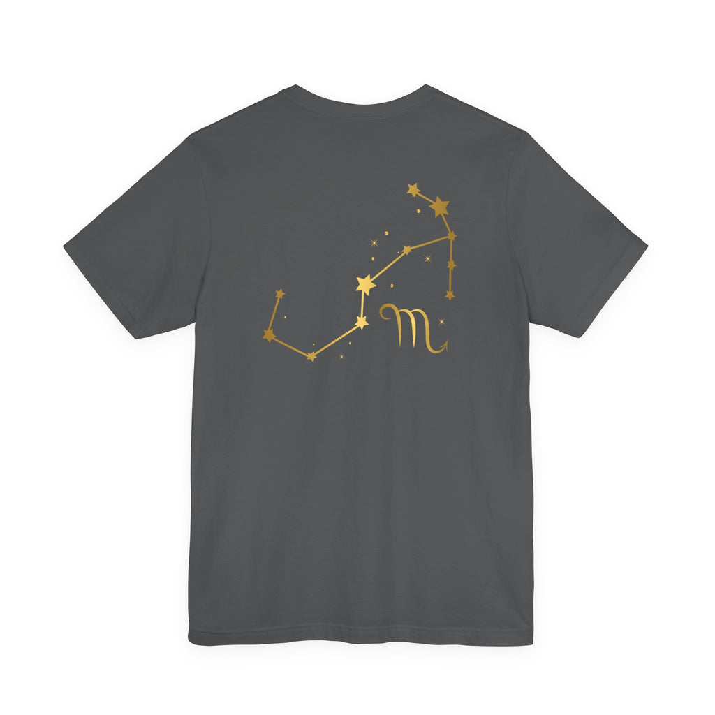Gold Scorpio Scorpion T-Shirt | Zodiac "Love in Motion" Script