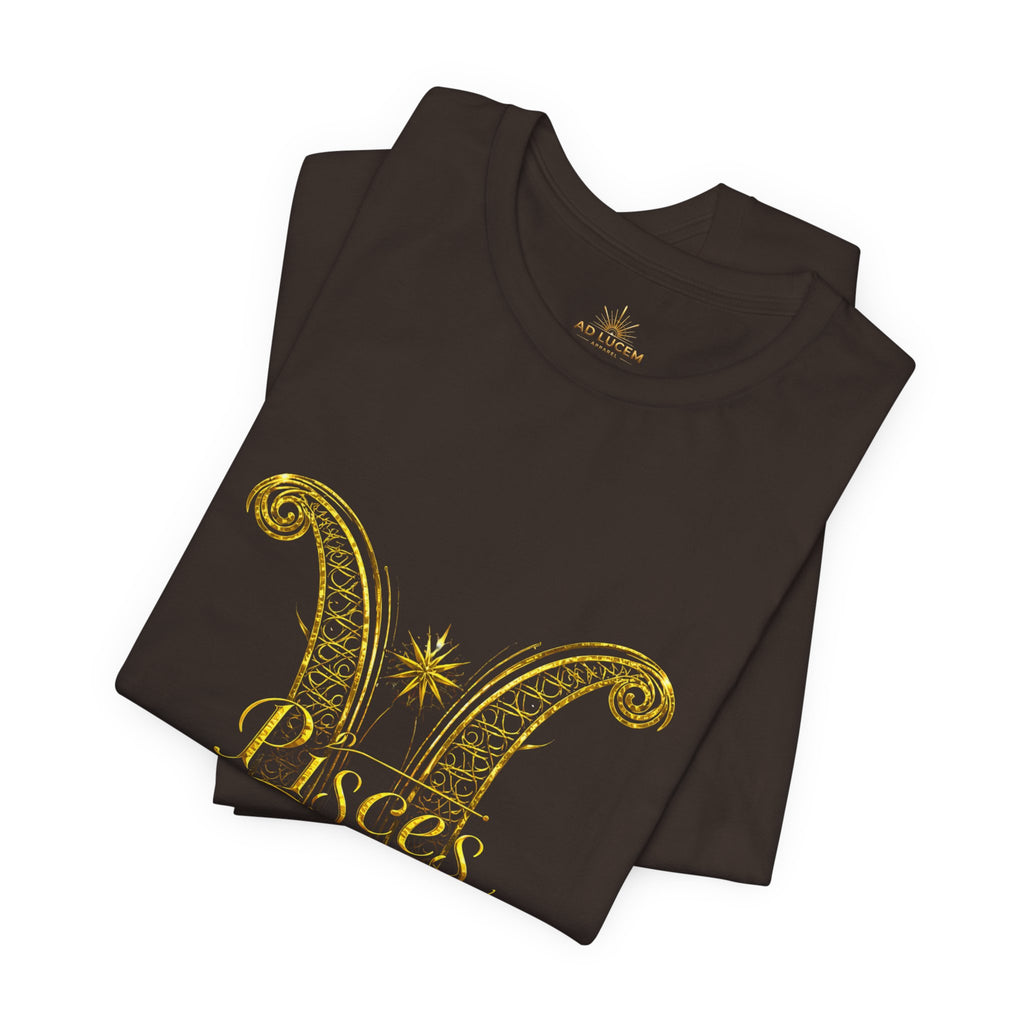 Pisces Zodiac Tee — Golden Astrological Sign Galaxy T-Shirt