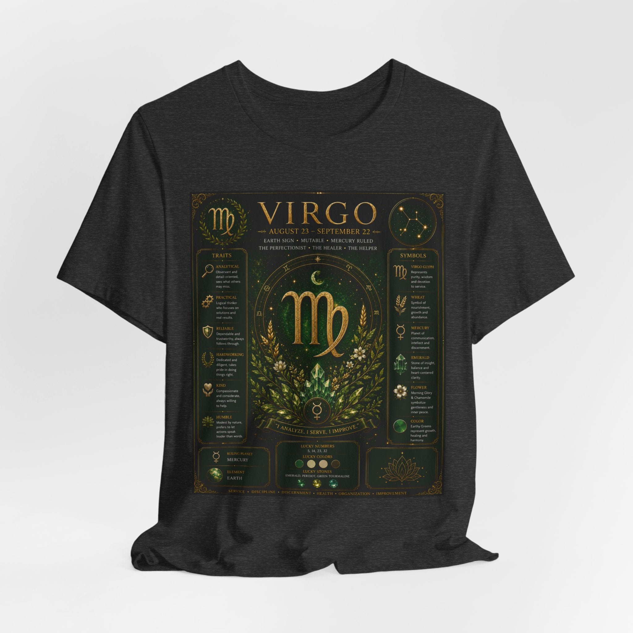 Virgo Zodiac T‑Shirt — Gold Astrology Sign Tee