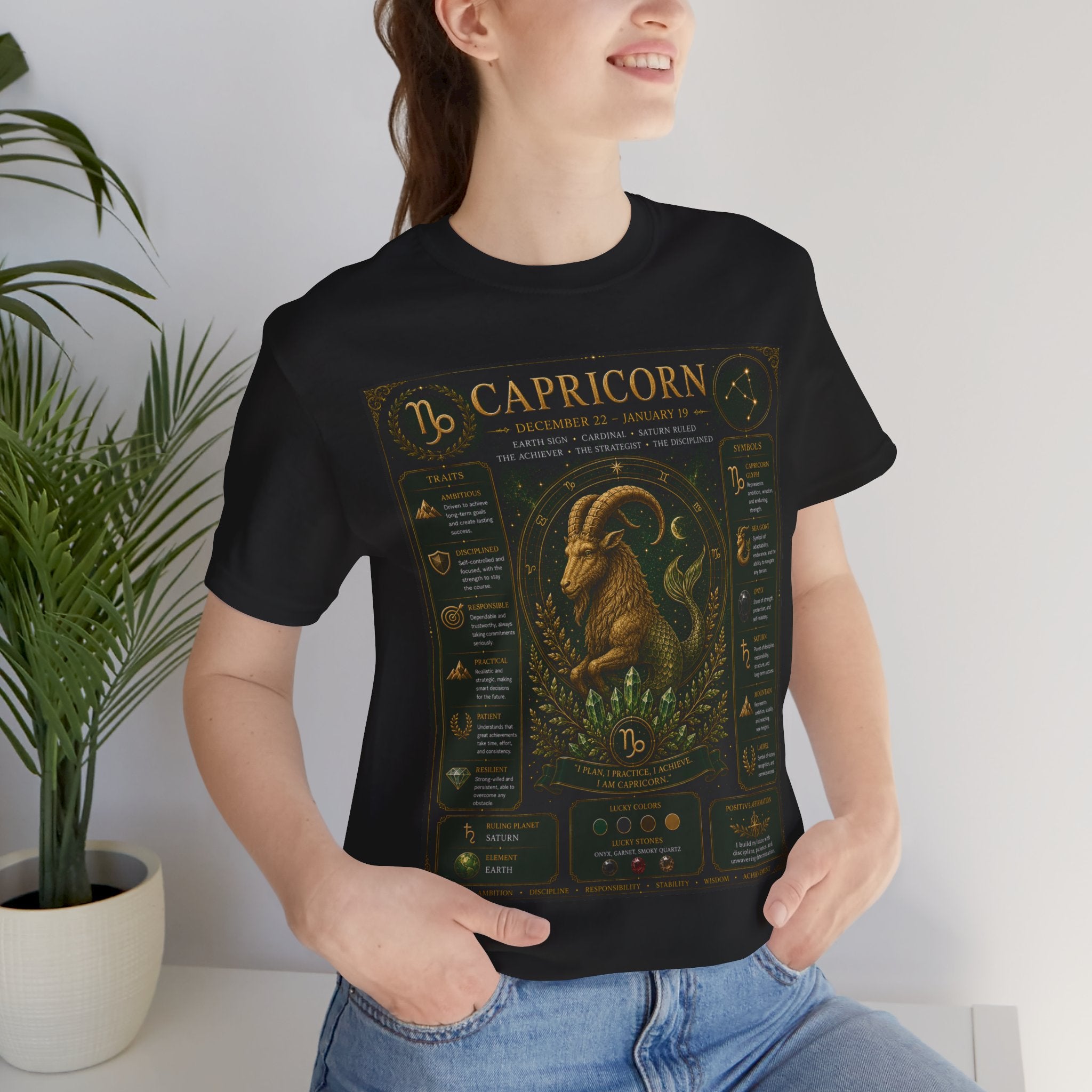 Capricorn Zodiac Tee — Illustrated Birthsign Graphic Shirt