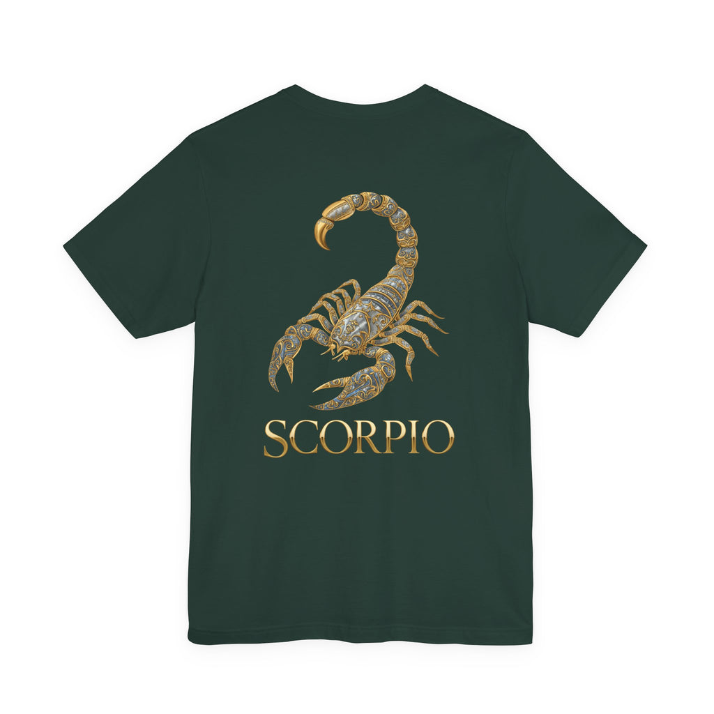 Gold Scorpio Scorpion T-Shirt | Zodiac "Love in Motion" Script