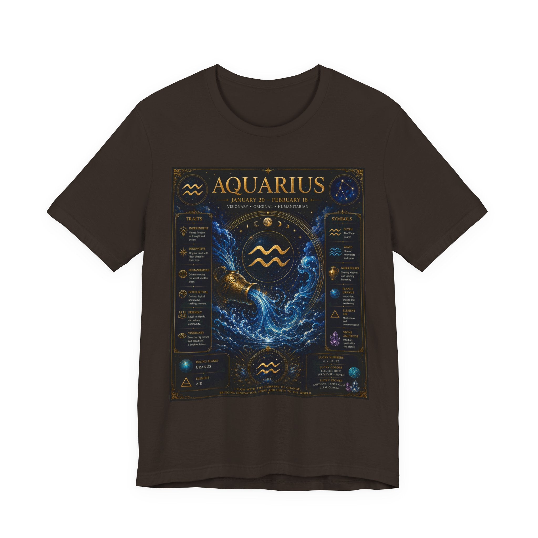 Aquarius Zodiac T-Shirt — Astrology Traits & Birthstone Tee