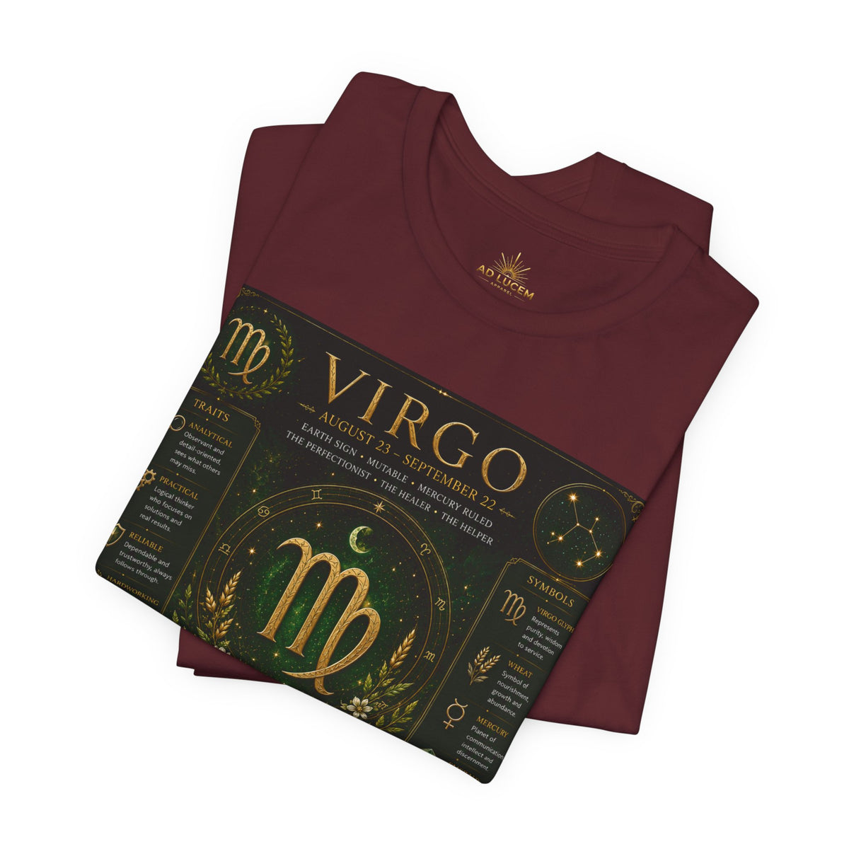 Virgo Zodiac T‑Shirt — Gold Astrology Sign Tee