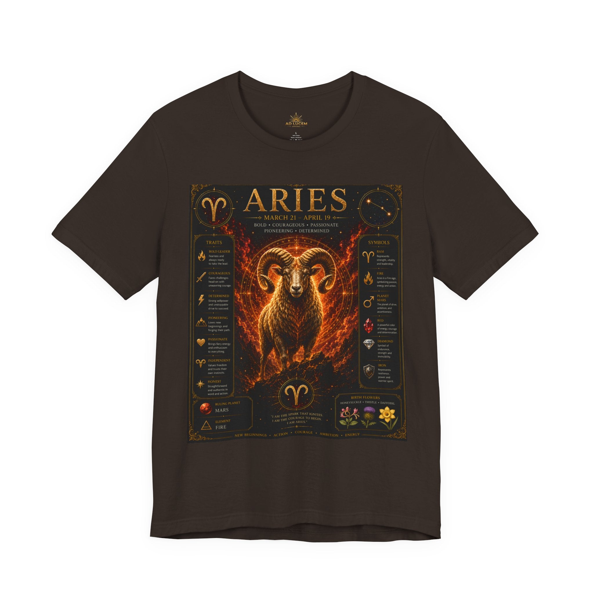 Aries Zodiac Tee — Fiery Ram Horoscope T-Shirt (Aries traits & dates)