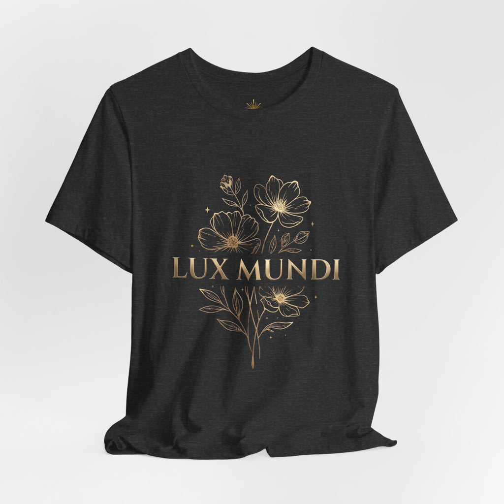 Lux Mundi Floral Tee — "The light shines in the darkness" Inspirational Christian T‑Shirt
