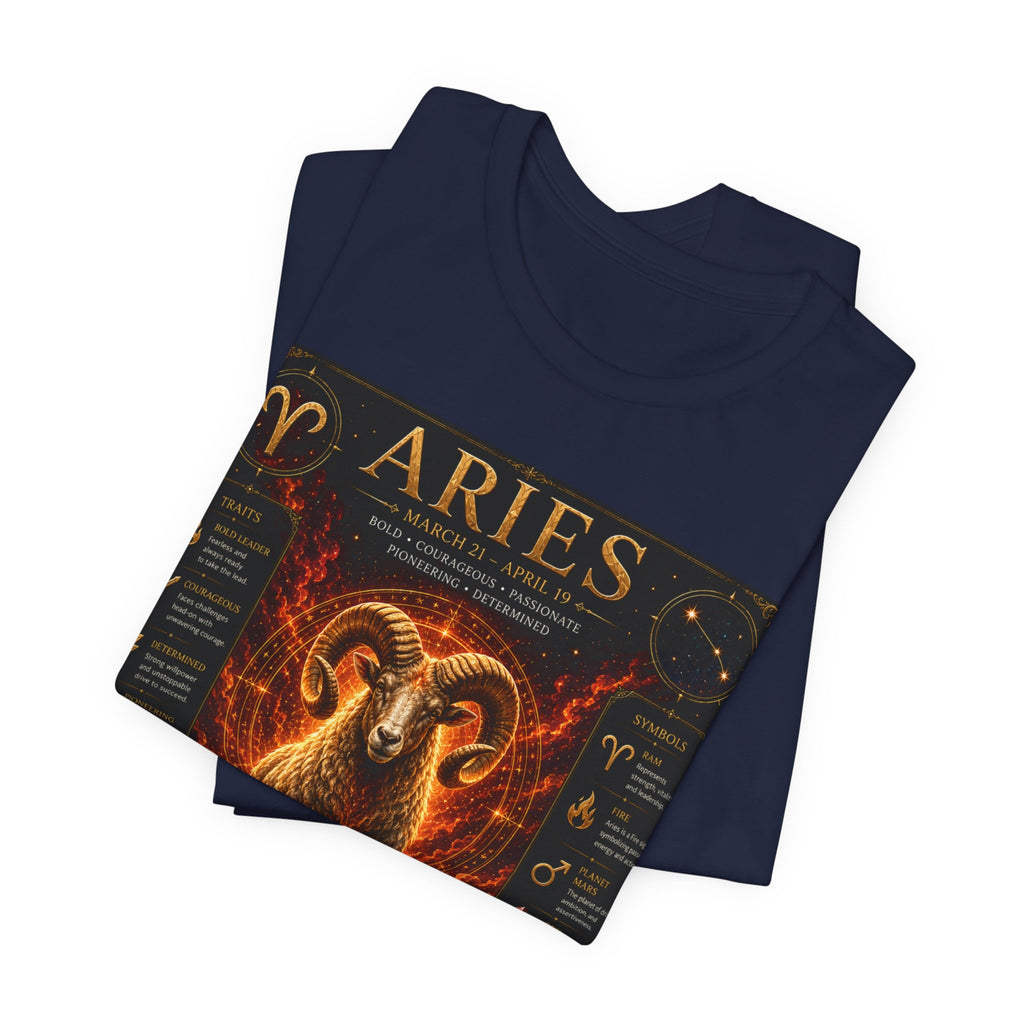 Aries Zodiac Tee — Fiery Ram Horoscope T-Shirt (Aries traits & dates)