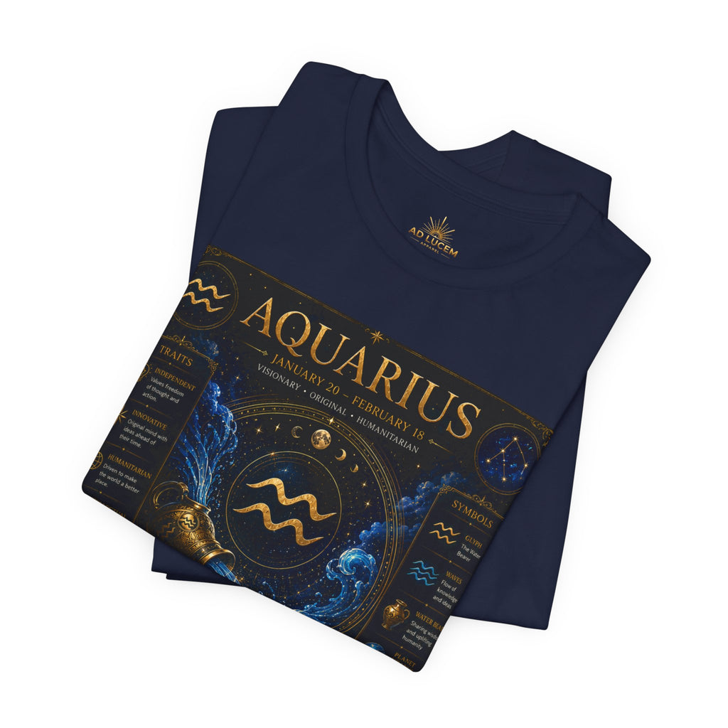 Aquarius Zodiac T-Shirt — Astrology Traits & Birthstone Tee