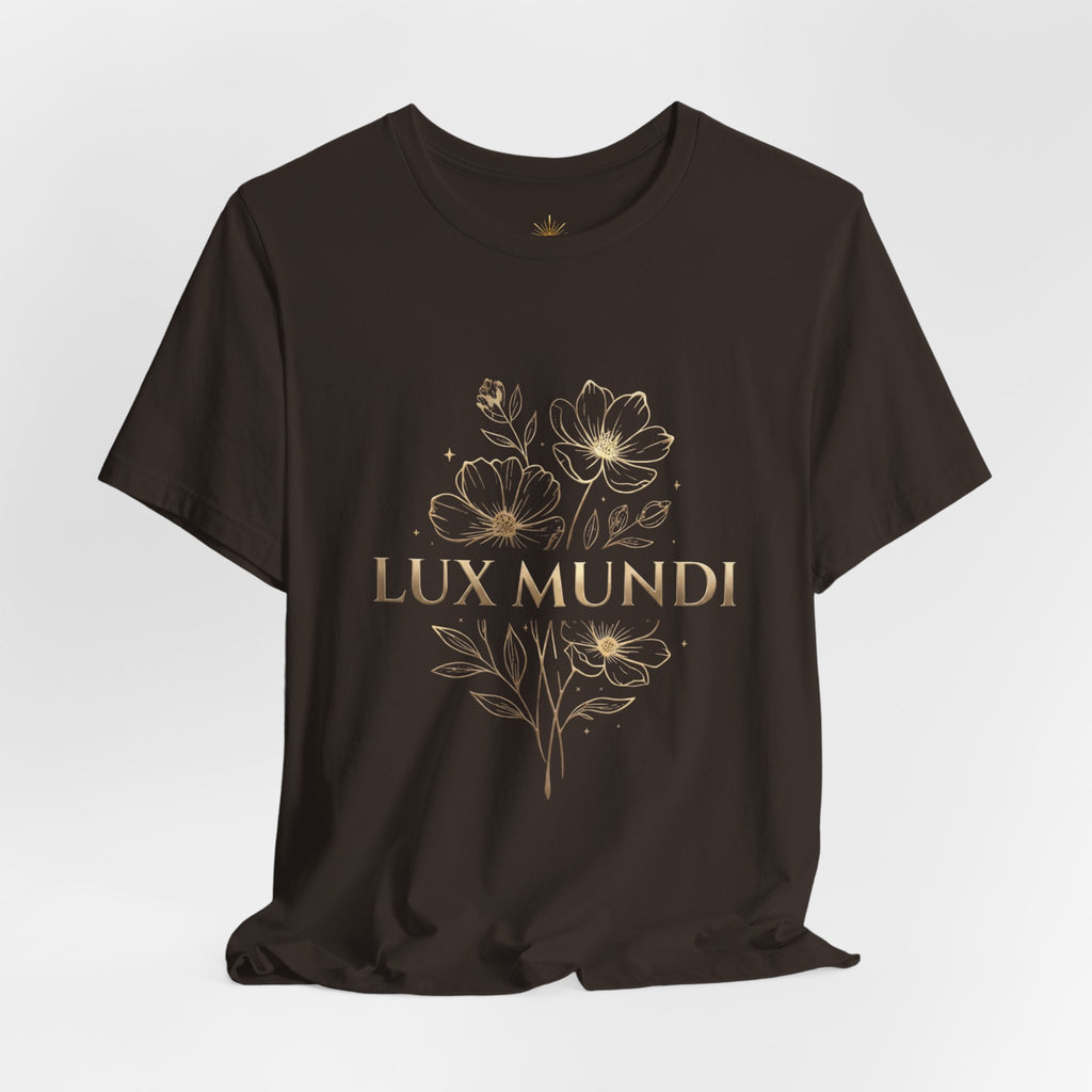 Lux Mundi Floral Tee — "The light shines in the darkness" Inspirational Christian T‑Shirt
