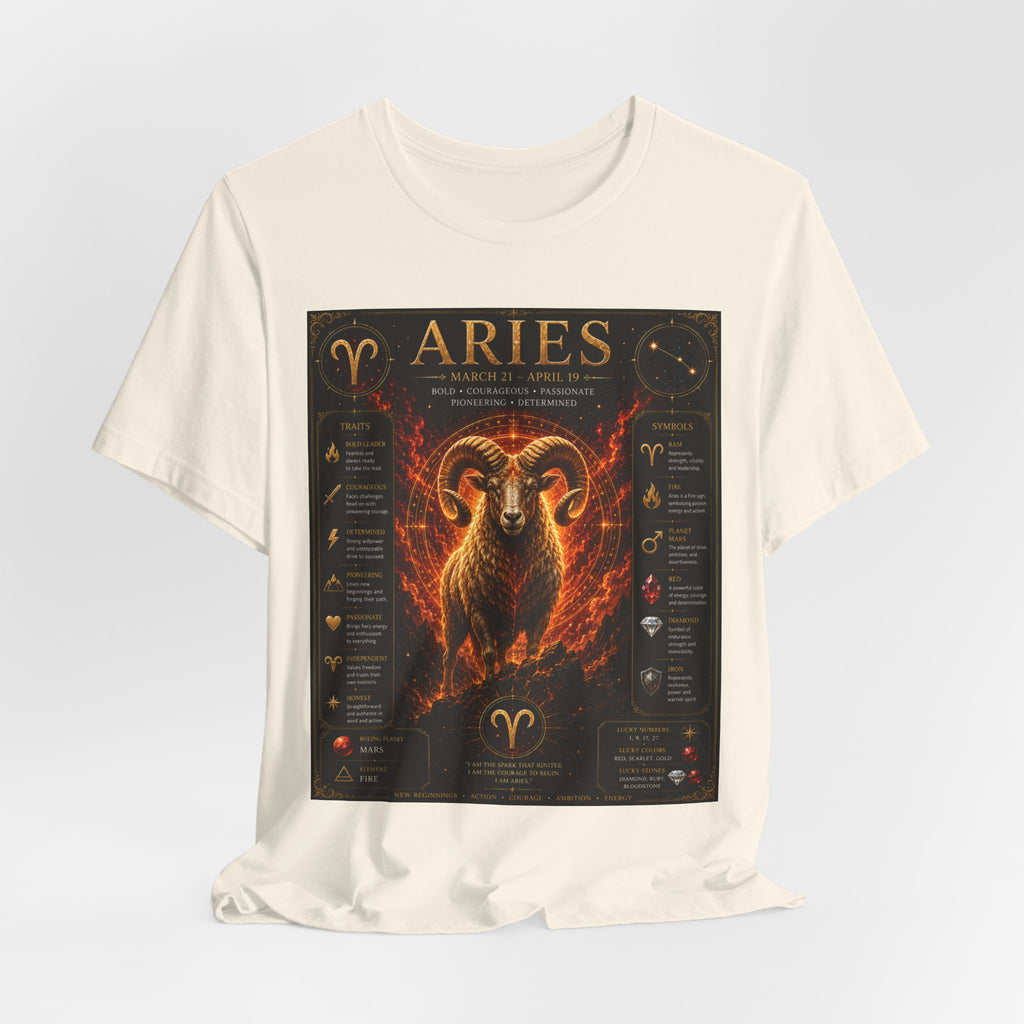 Aries Zodiac Tee — Fiery Ram Horoscope T-Shirt (Aries traits & dates)
