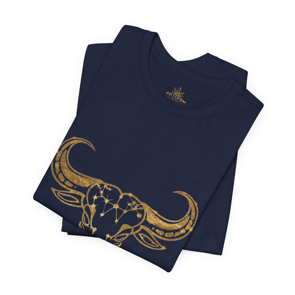 Taurus Zodiac T-Shirt — Gold Bull Skull Astrology Tee