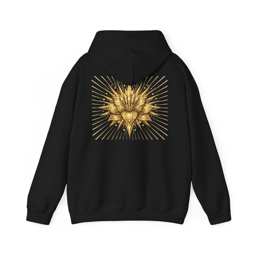 Lux Mundi Hoodie — Gold Lotus Graphic Hooded Sweatshirt